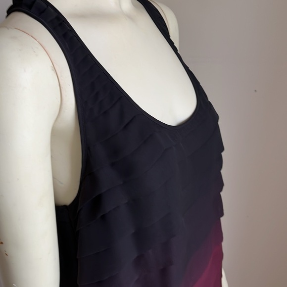 Nwt Saks Fifth Avenue Women’s 5/48 Ombré maroon black ruffle racerback tanktop L - Picture 9 of 12